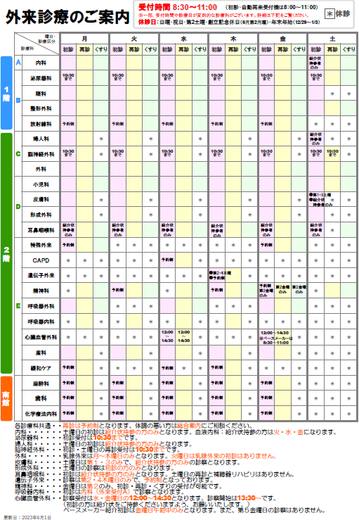 外来診療のご案内