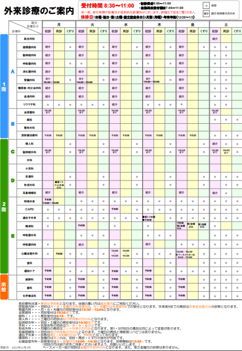 外来診療のご案内